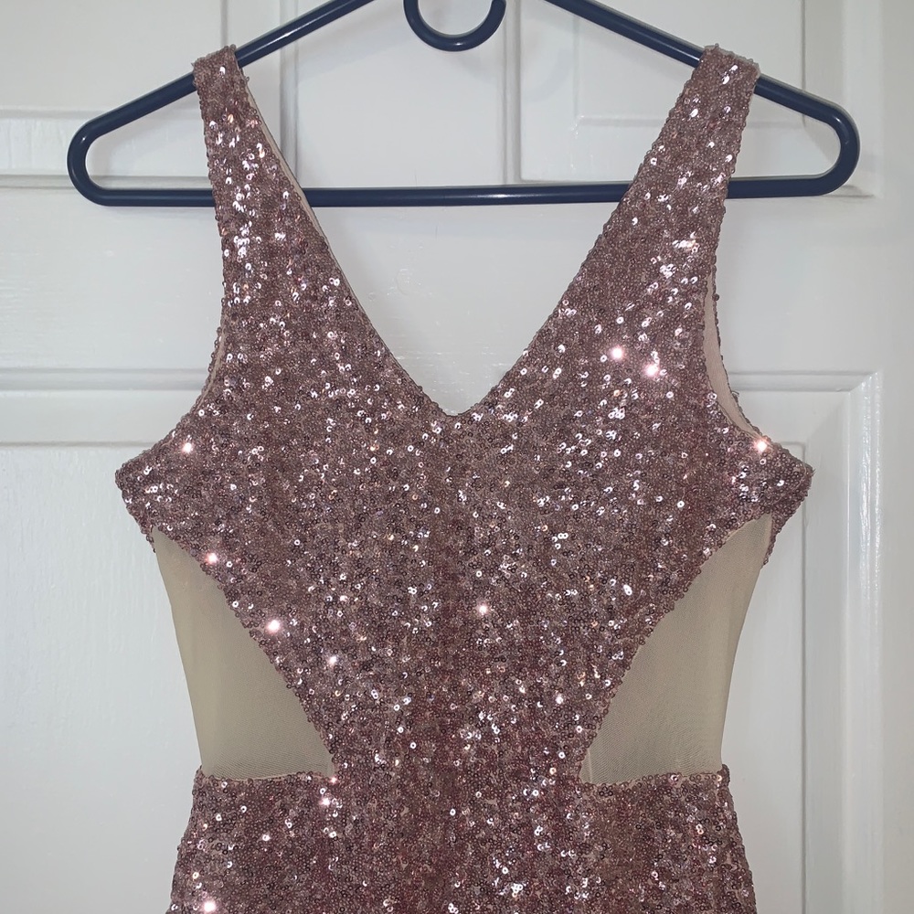 Bebe Sparkly Mesh-side Dress - Picture 3 of 7